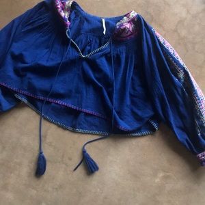Free People Blue Flowy Crop Top
